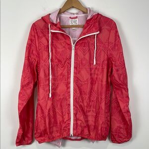 Billabong Red-Orange Women’s Large Belt Pack Windbreaker Jacket In A Bag Hooded
